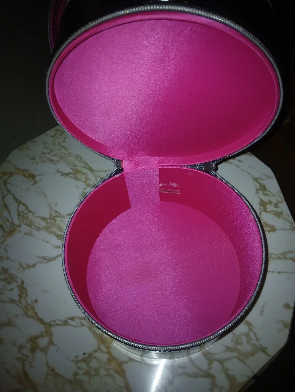 Black faux patent leather Lancôme Cosmetic Bag.